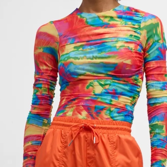SER.O.YA Janey Multicolor Printed Long-Sleeve Crop Top Small - Picture 3 of 6